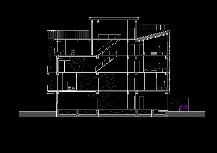 تصميم حديث للواجهة السوداء ، منزل مضاء ، تايوان ، دوائر تصميم ثقوب مستديرة بسيطة مستوحاة من خطة أرضية مشروع الهندسة المعمارية بالرش