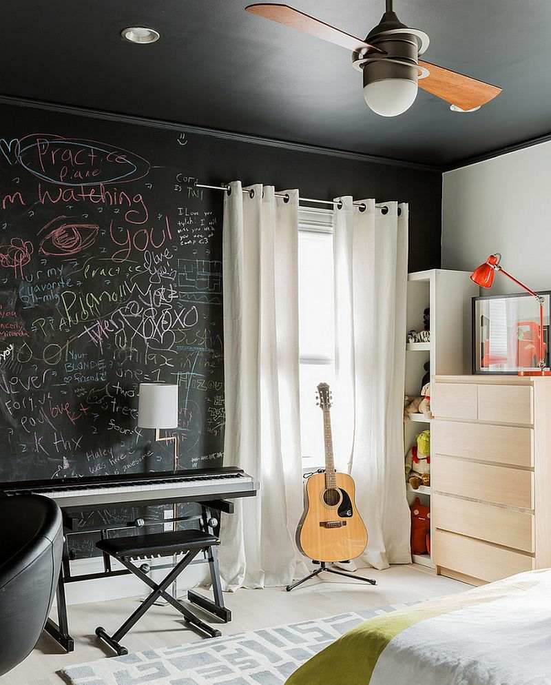 لون الجدار الأسود الشباب أثاث غرفة الحديثة خزانة ذات أدراج لوحة المفاتيح الغيتار