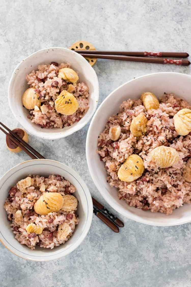 أرز كوري أوكوا مع الكستناء طبق ياباني لخريف وشتاء
