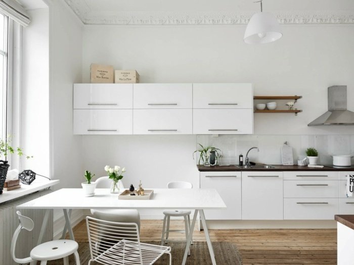 أفكار المطبخ الاسكندنافي تصميم أبيض