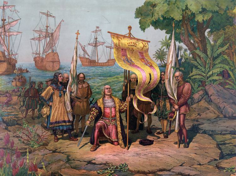 تمثيل-كريستوفر-كولومبوس-الذي-وصل-أمريكا الشمالية-في عام 1492