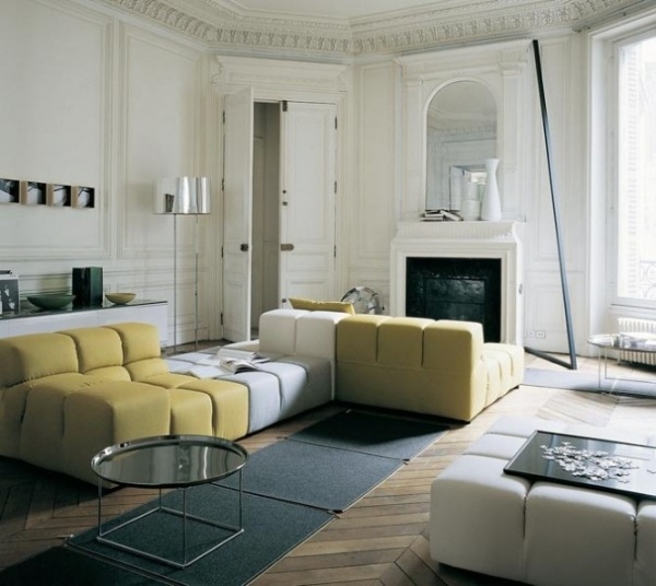 أفكار أريكة لغرفة المعيشة الحديثة باللون الأصفر