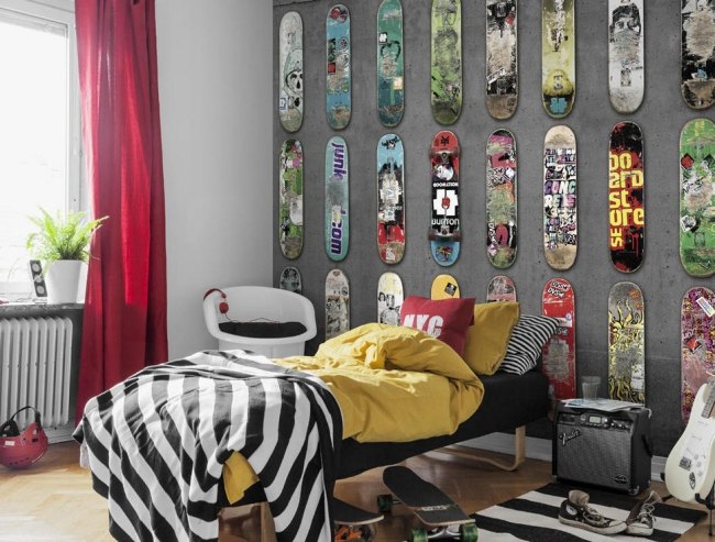 Mr-Perswall Wallpaper-Wall Design Ideas-Skateboard Bedroom-Deco Wall