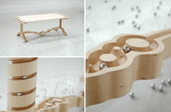 طاولة طعام خشبية بتصميم خشب قيقب صلب منحوت يدويًا على طراز Ontwerpduo