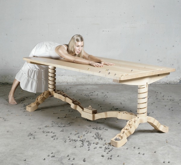 طاولة رخامية من خشب القيقب الصلب وتصميم تشغيل الرخام