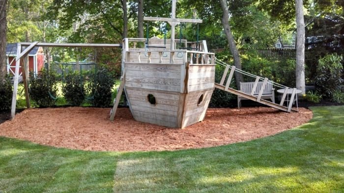 معدات اللعب حديقة السفينة الخشبية ملعب تفعل ذلك بنفسك الرمل