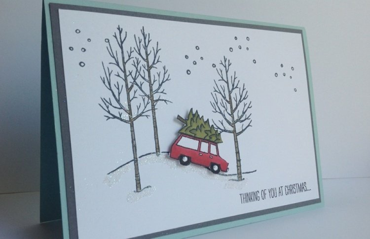 ختم عيد الميلاد سيارة عيد الميلاد بطاقة غابة عزر