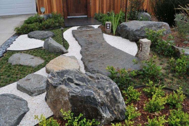 حديقة صخرية - إنشاء - مسار حديقة - صخرة - زخرفية - حصى - أحجار مسطحة