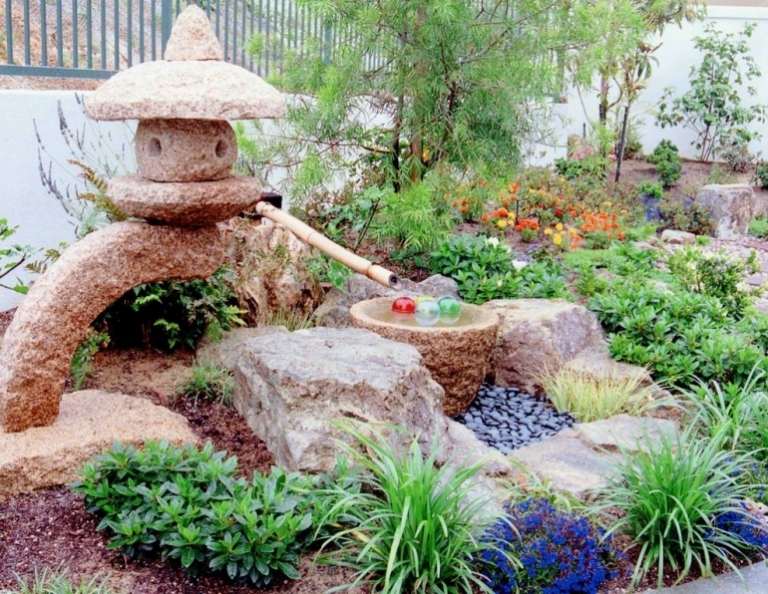 صخرة حديقة-وضع-ياباني-حديقة-تصميم-فكرة-حديقة-نافورة-اصنعها بنفسك