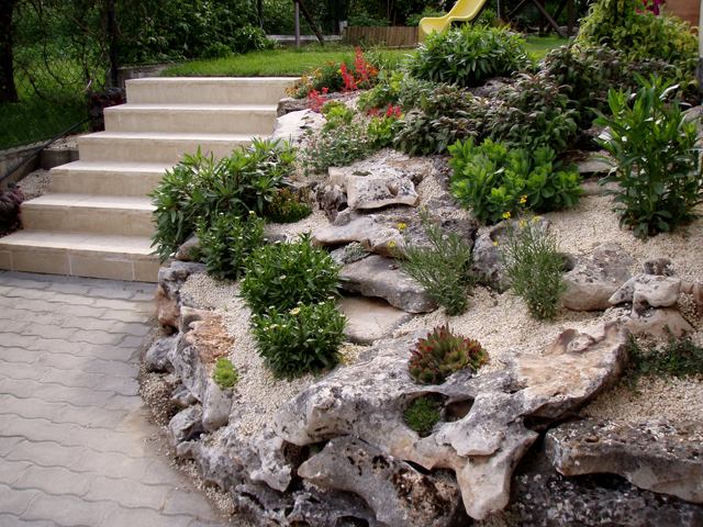 قم بإنشاء حديقة صخرية لاختيار نباتات المنحدرات والسلالم المغطاة بالحصى
