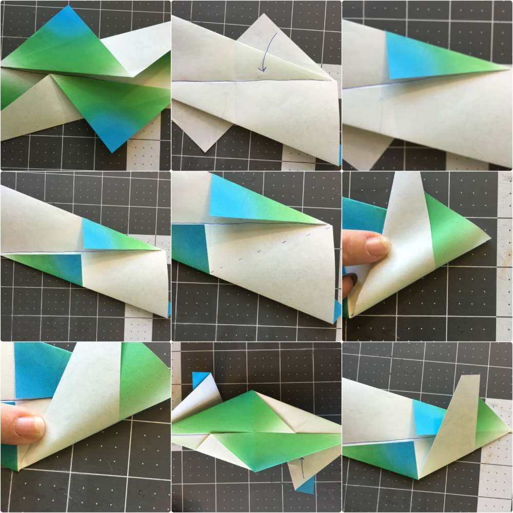 إرشادات خطوة بخطوة لطي نجمة الأوريغامي ثلاثية الأبعاد باللون الأخضر والأزرق والأبيض
