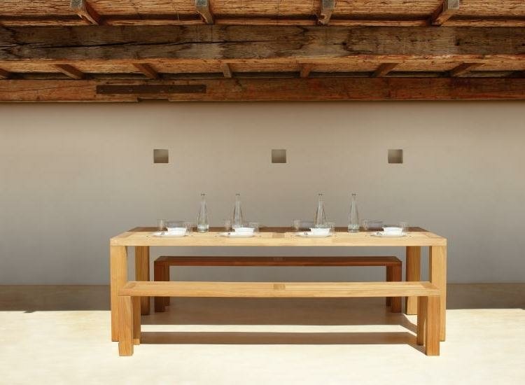 أثاث حديقة من خشب الساج طاولة حديقة أفكار مقاعد البدلاء شرفة