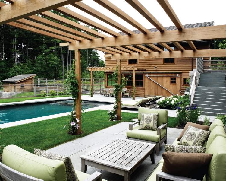 سقف الشرفة - الخشب - الحماية من الطقس - الظل - حمام السباحة - الجلوس - الحديقة - منزل