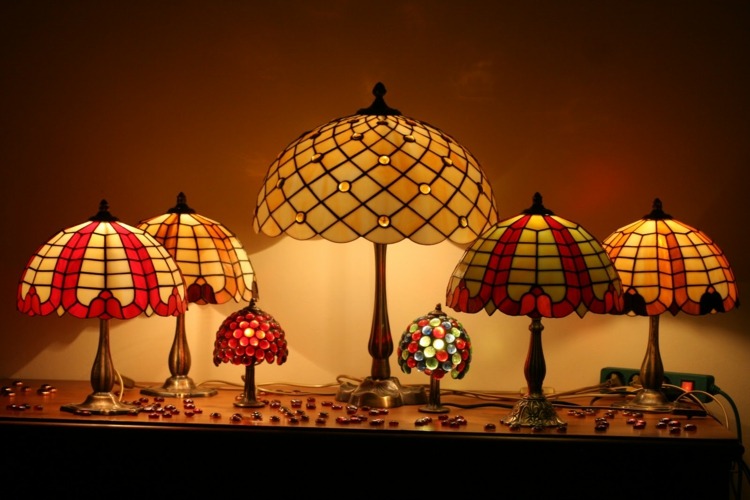 مصابيح فنية زجاجية اشياء طاولة مصابيح زجاج ملون
