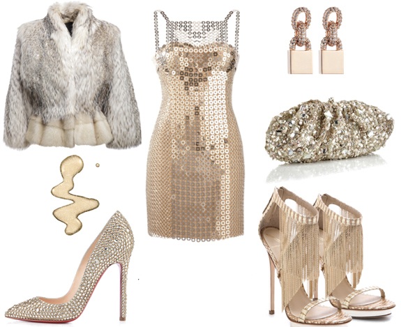 تلميحات silverster outfit 2015 بريق نظرة بريق الذهب الوردي