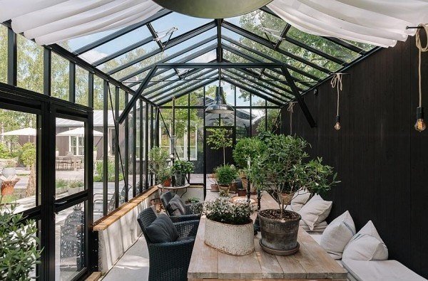 النباتات الشتوية رعاية غرفة الشمس سقف الزجاج