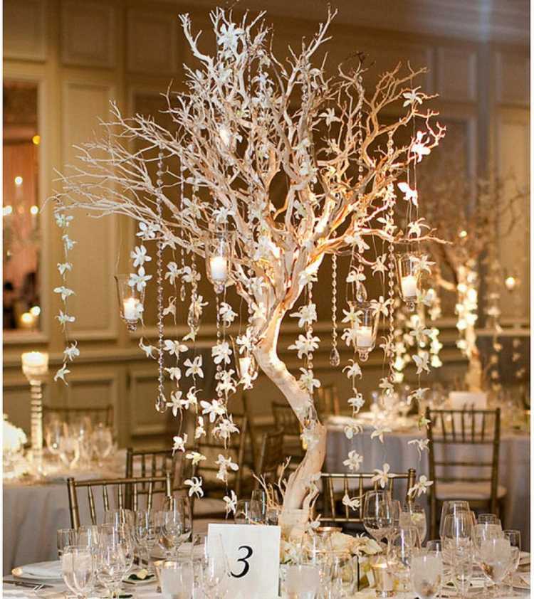شجرة الجدول الديكور في الشتاء الزفاف أناقة المحمول