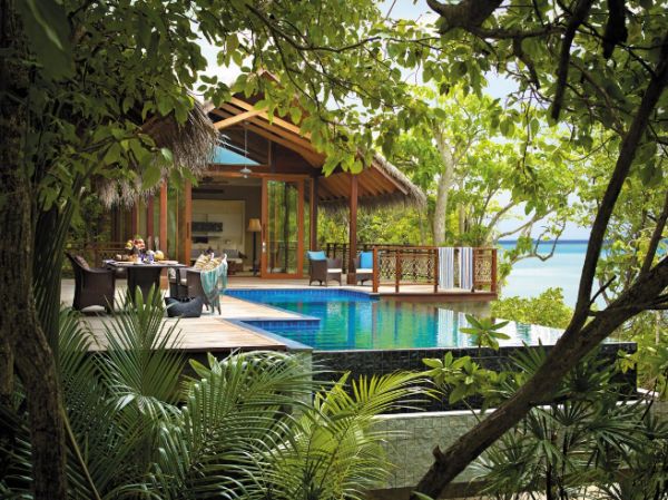 Tree House Beach Villa Design Swimming Pool View-Maldives Shangri-La Private Pool