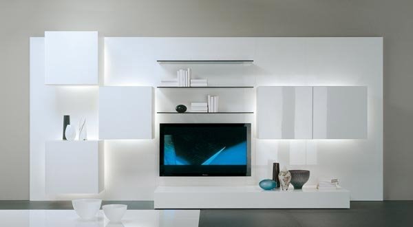 خزانة تلفزيون لغرفة المعيشة خزانة تلفزيون خزانة تلفزيون - غرفة معيشة تصميم أبيض