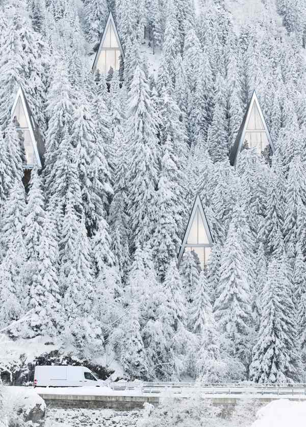 منزل حديث - في الغابة - جبل كوخ سرج سقف الشاليه - مفهوم صديق للبيئة