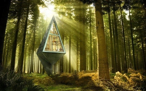 منزل في غابة Konrad Wójcik مشروع 3D كوخ جبلي التصور الحديث