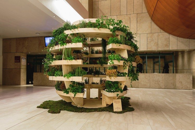 الزراعة الحضرية مستقبلية حديقة المدينة التصميم المبتكر مفهوم المشروع الزراعة المختلطة النباتات الخشب المجال ايكيا مزرعة