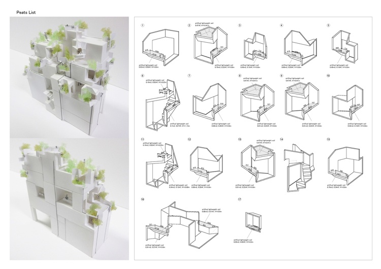 خطة العمارة الخضراء الحضرية بناء سكني النباتات أشكال شرفة