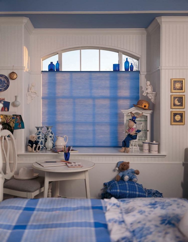 زخرفة النوافذ - تعتيم - حماية الخصوصية - مطوي - أزرق - غرفة الأطفال - معتم