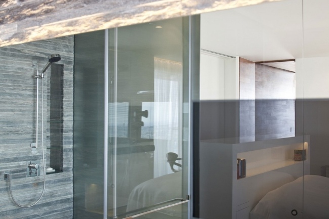 غرفة نوم السقيفة تصميم الزجاج جدار التقسيم الحمام