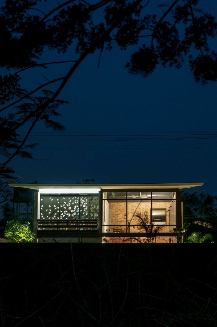 تصميم المنزل ليلة الإضاءة في الهواء الطلق حديقة النباتات