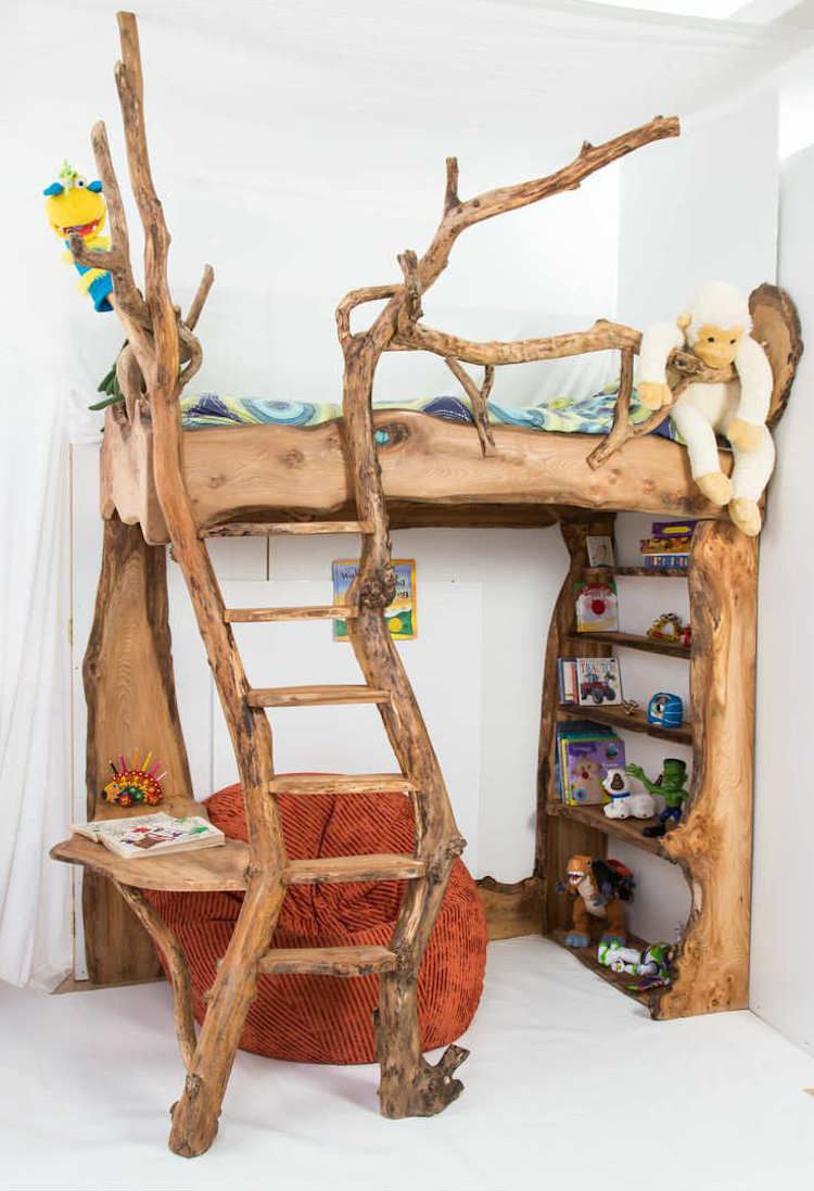 غرف اطفال - ديكور - سرير علوي - خشب - فرع شجرة - أصيل
