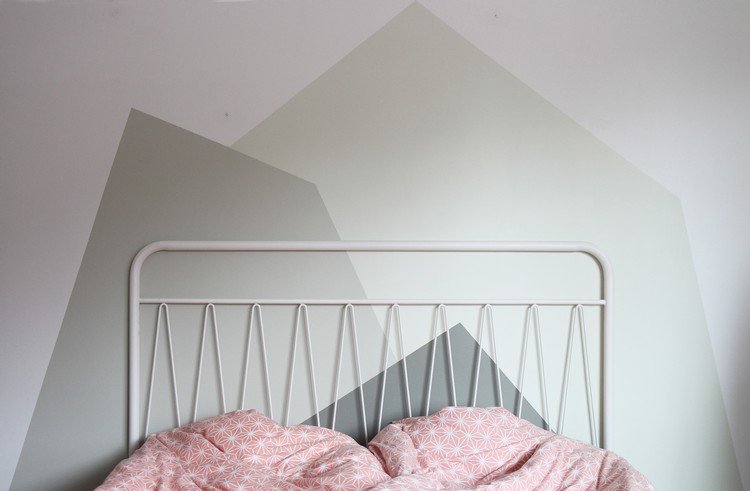 دهان حائط - افكار - غرفة نوم - نغمات رمادية - سرير - سرير