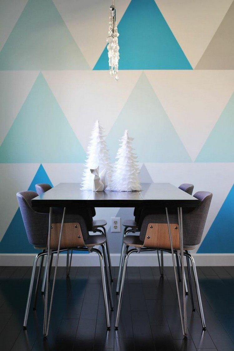 افكار-ديكور-غرف-طعام-غرفة-زرقاء-مثلثات-مختلفة-الفروق الدقيقة