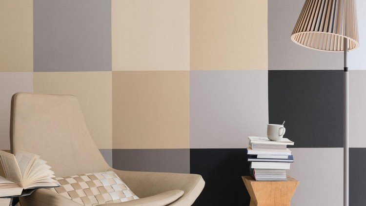 ديكورات - افكار - ألوان محايدة - مربعات - غرفة معيشة