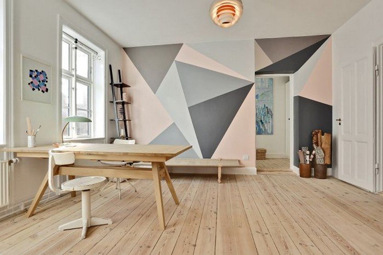 دهان حائط نمط افكار-المنزل-المكتب-مجردة-باستيل وردي-رمادي