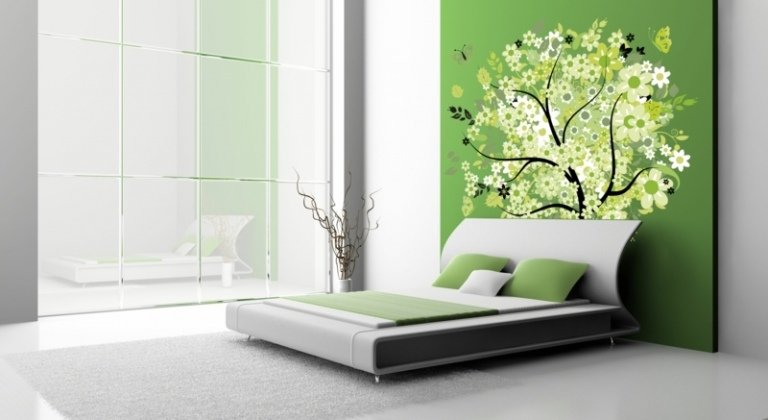 زخرفة الجدار لغرفة النوم الحديثة لهجة الجدار الأخضر شجرة صائق الجدار