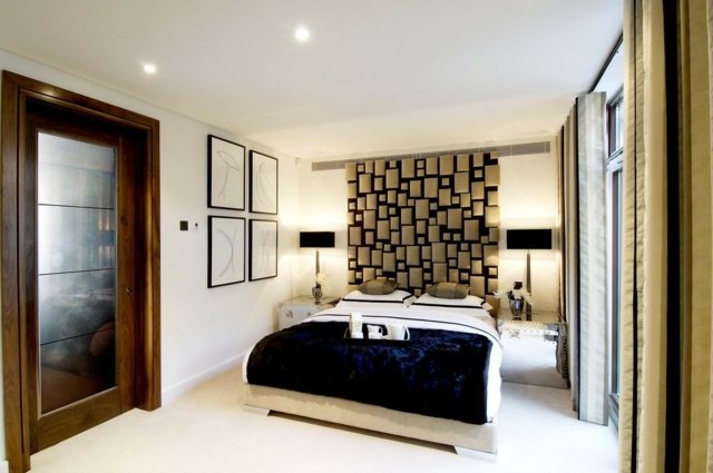 غرفة نوم - تصميم - حائط - وحدات - مستطيلة