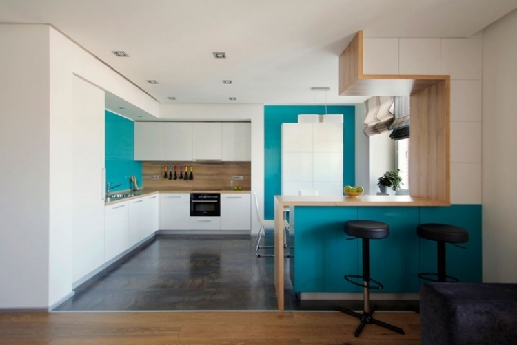 لون الحائط-teurkis-kitchen-modern-Kitchen Counter-Stool-Cabinets-High-Gloss-White