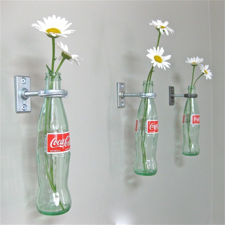 أفكار تصميم الجدار الزجاجات المزهريات كولا مارغريت