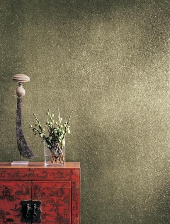 ورق حائط مصمم يدويًا - تقليد حجر سطح محبب - تأثيرات خضراء - سطح متلألئ