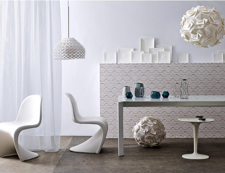 أثاث غرفة جلوس بيضاء - كلاسيك - تصميم - كراسي - بانتون - كرسي - بلاستيك