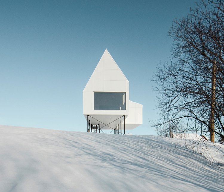 البيت الخرساني الأبيض كيبيك تصميم عطلة الشتاء