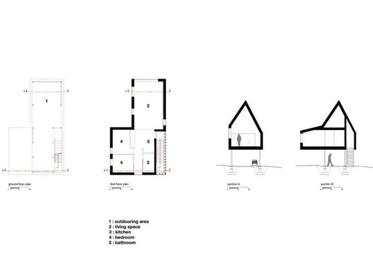 مخطط ارضيات خرسانية بيضاء-مطبخ-غرفة معيشة-غرفة نوم-حمام