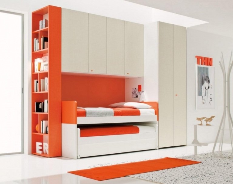 خزانة ملابس بيضاء - بيضاء - برتقالية - حديثة