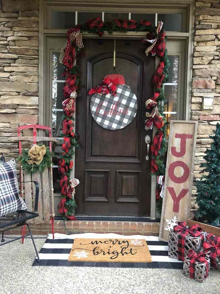 مدخل المنزل لعيد الميلاد تزيين مزلقة نمط البلد خمر علامة جارلاند