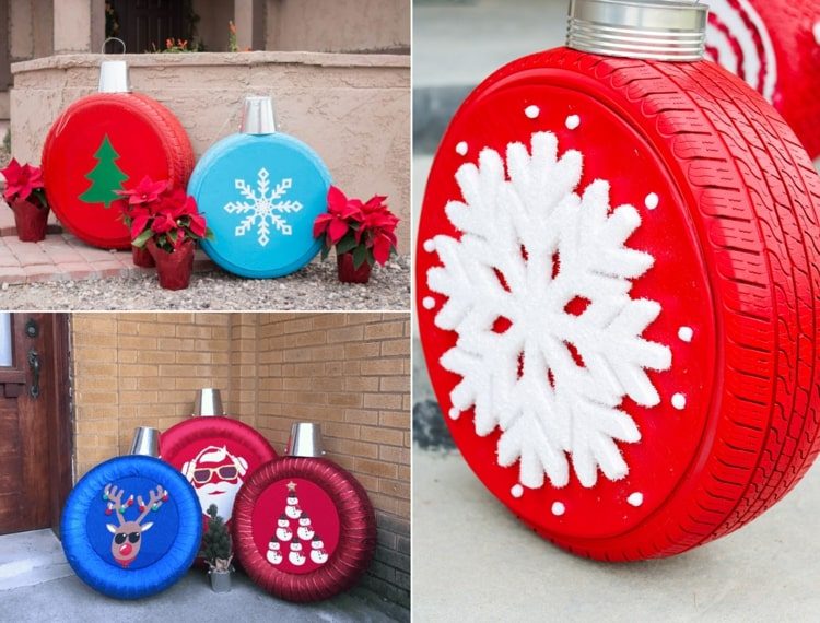 اصنع زينة إطارات السيارة لعيد الميلاد في شكل كرة شجرة عيد الميلاد