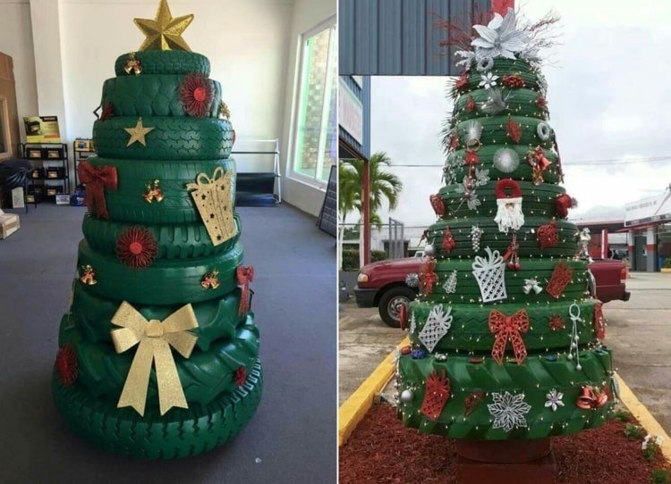 زينة إطارات سيارات عيد الميلاد للداخل والخارج - أشجار عيد الميلاد مع اختلاف