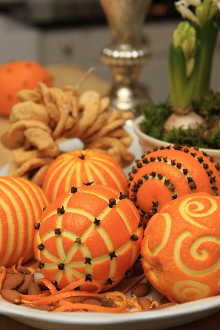 عيد الميلاد الجدول الديكور نحت البرتقال نمط فكرة العيد