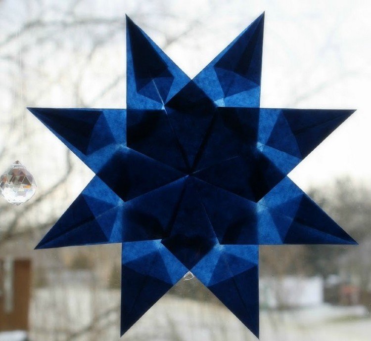 عيد الميلاد-زخرفة-نافذة-نجوم-أضعاف-أزرق داكن