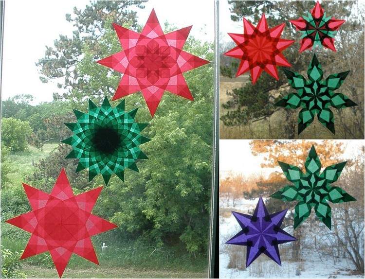 عيد الميلاد-زخرفة-نافذة-نجوم-العبث-الأحمر-الأخضر-نمط